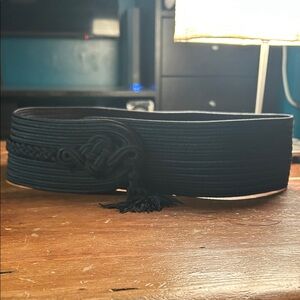 Vintage 1970s Black Passementerie Obi Belt | Statement Tassel Belt
